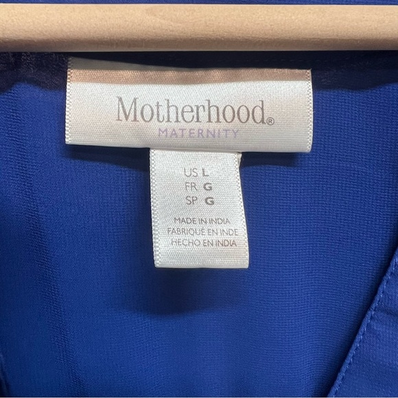 Motherhood Blue Tunic with Tie Front and Mandarin Collar - Picture 5 of 6